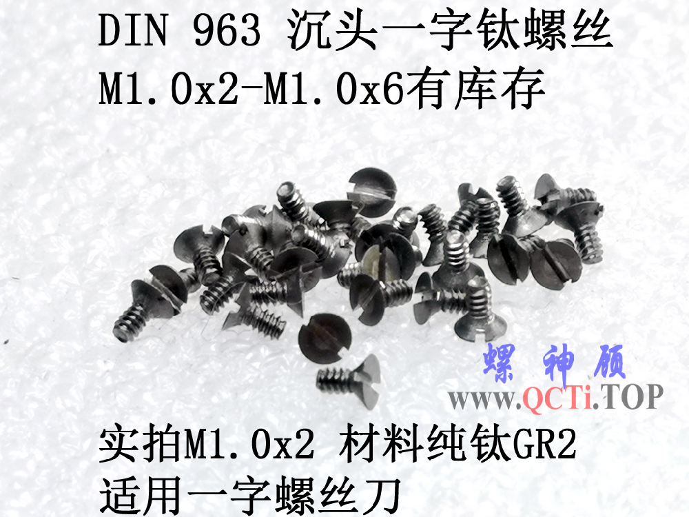 DIN 963 圆柱头一字钛螺丝M1x2x2.5x3x4x5x6螺神顾